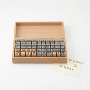 Zestaw Stempli Drewnianych "Days & Numbers" – w pudełku