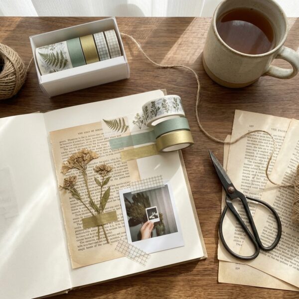 Zestaw Taśm Washi "Vintage Botanicals" – 5 rolek