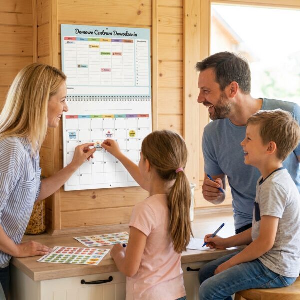 Kalendarz Rodzinny Planer "Domowe Centrum Dowodzenia" – 5 Kolumn + Naklejki