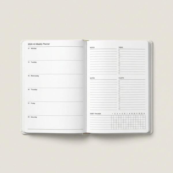 Planer Roczny 2026 "Grand Vision" – Układ Tygodniowy A5