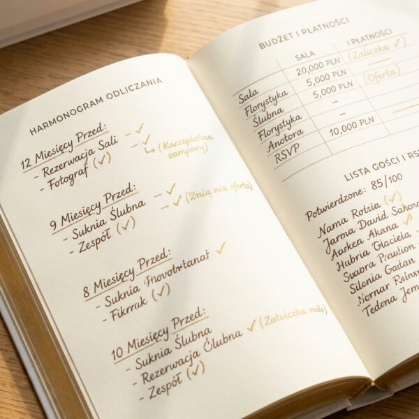 Organizer Ślubny "Dream Wedding" – Złocone Brzegi i Pudełko Prezentowe